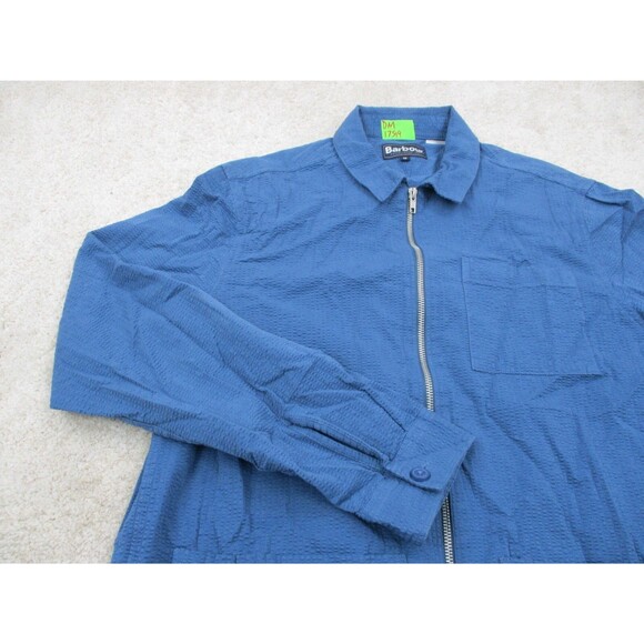Barbour Bomber Jacket Adult Medium M Blue Full Zip Cotton Casual Pockets Mens - Picture 3 of 11